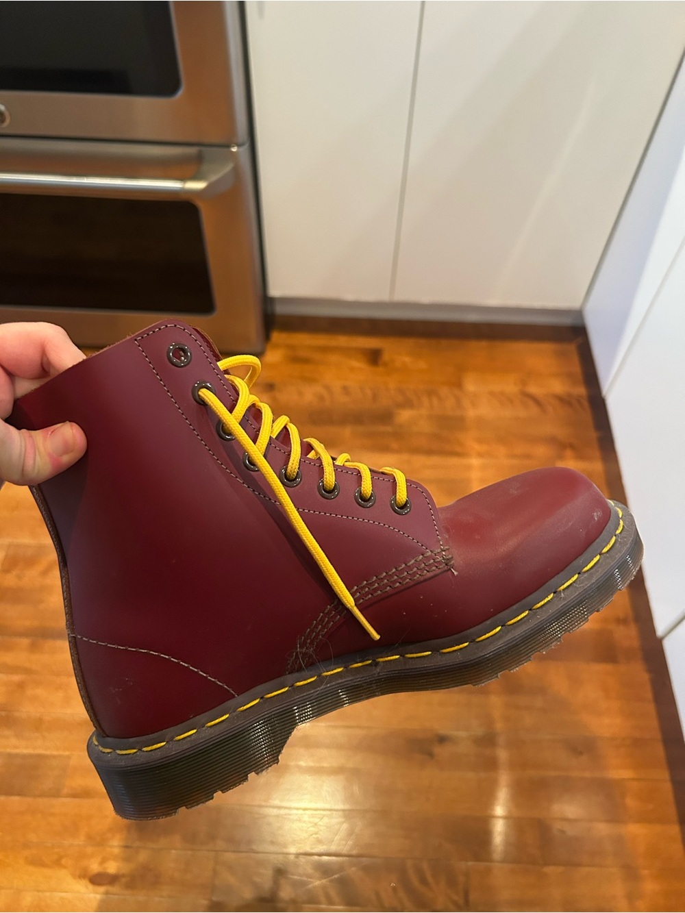 Dr. Martens MADE IN ENGLAND Burgundy, Yellow Accents (never worn) - Picture 4 of 4